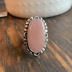 ✨NWT✨X-Large Rose Quartz 925 Sterling Silver Ring